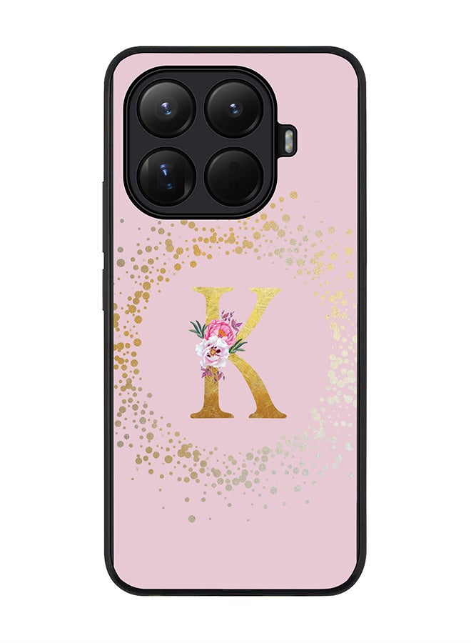 For Xiaomi 15T Pro Case,Slim fit Camera Protection, Shockproof Thin Phone cover  - Custom Monogram Floral - K  (Pink )